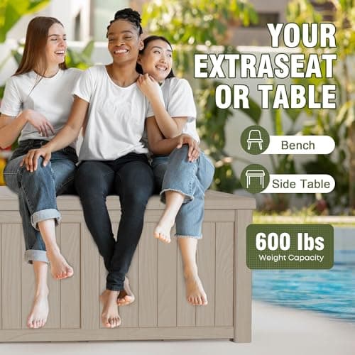 120 Gallon Deck Box,Outdoor Storage Box Lockable,Waterproof for Patio Furniture, Garden Tools, Pool Accessories, UV-Resistant for All Weather Use, Coffee