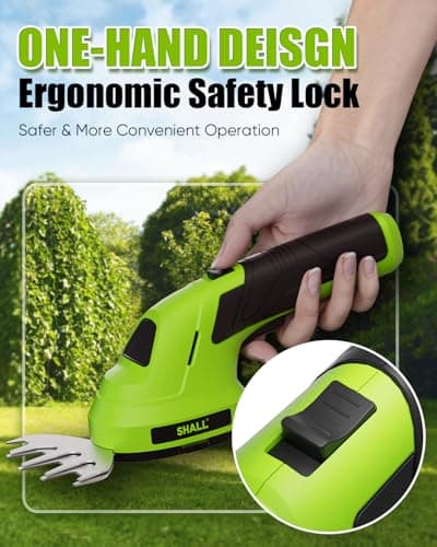 SHALL Cordless Grass Shear & Hedge Trimmer - 7.2V Electric Bush Trimmer 2 in 1 Handheld Shrub Shears, Lightweight Hedge Clippers Grass Cutter w/ 2.0Ah Rechargeable Battery & Type-C Fast Charger -Green