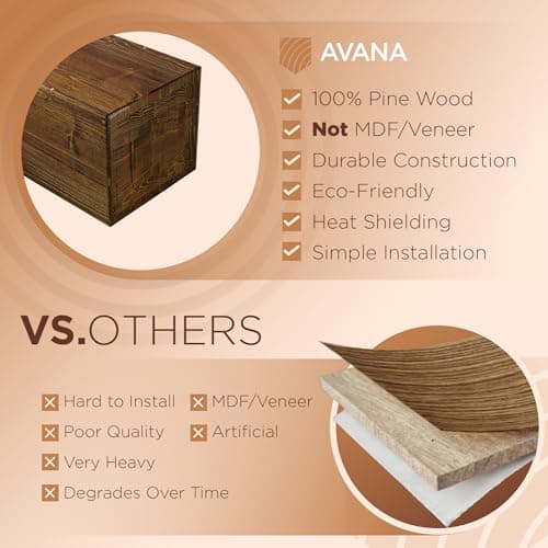 Avana Fireplace Mantel - Wall-Mounted Mantles for Over Fireplace - Farmhouse Fireplace Mantle Shelves - Handcrafted Wood Fireplace Mantels - Floating Fireplace Mantel 72 X 8 X 5 - Rustic Traditional