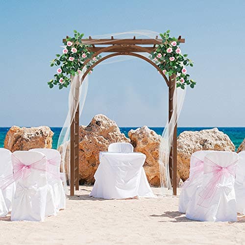 VINGLI 85in Wooden Arbor, Wedding Arch for Ceremony, Wood Trellis for Plant Climbing, Christmas Decor Pergola for Garden Backyard, Lawn (Brown)