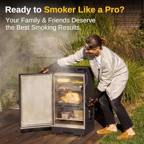 EAST OAK 30-inch Electric Smoker, Outdoor Smoker with Convenient Side Wood Chip Loader, 725 Sq Inches of Cooking, Digital Control and 4 Removable Racks for Outdoor Kitchen, BBQ, Backyard, Black