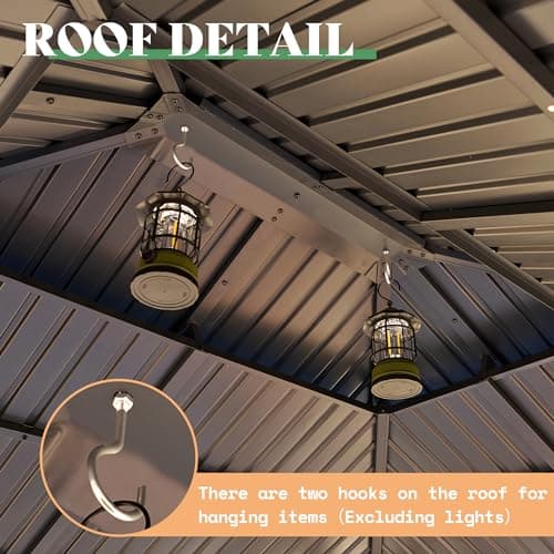 AMERLIFE 10x12 Solid Wood Gazebo, Hardtop Gazebo with Aluminum Double Roof, Outdoor Pergola with Wood Frame for Parties, Backyard, Lawns, Patio