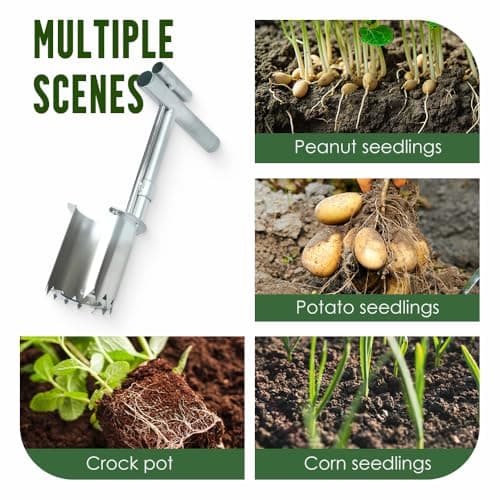Bulb Planter Tool Stainless Steel, 2025 New Garden Seedling Transplanter, Easy Seed & Bulb Planting Tool for Flowers, Vegetables, Fruit Trees, Heavy-Duty Garden Hand Tool (1PC-B)