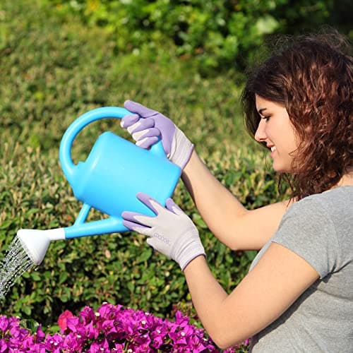COOLJOB 2 Pairs Gardening Gloves for Women Ladies, Breathable Rubber Coated for Yard Garden, Outdoor Indoor Protective Work, Medium Size, Lavender Purple & Apple Green