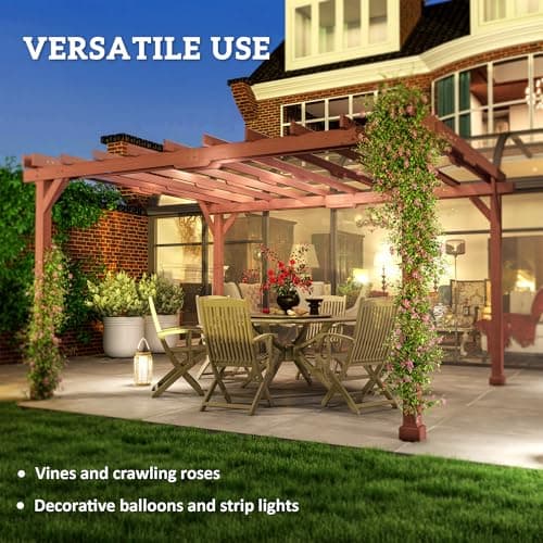 Outsunny 11' x 12.5' Outdoor Pergola, Wood Pergola Gazebo Grape Trellis with Stable Structure for Climbing Plant Support, Patio, Deck, Backyard, Lawn