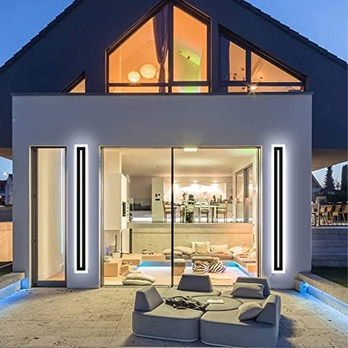 LED Long Wall Light Outdoor Wall Mounted Modern Lighting Fixture IP65 Waterproof Outdoor Wall Light, Suitable for Courtyard/Exterior Wall/Patio(6000K White Light, 23.6inch)
