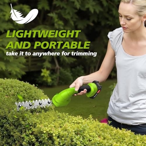 Cordless Hedge Trimmer & Grass Shears, 2 in 1 Electric Hedge Clippers/Grass Trimmer with 2 Pcs Battery and Charger Included, Hand Grass Cutter Bush Trimmer, 21V Hedge Shears for Gardening, Lawn, Yard