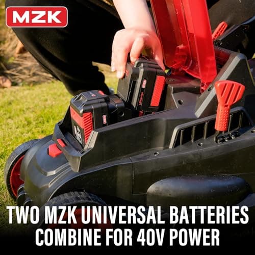 MZK 40V(2 x 20V) 13”Cordless Electric Lawn Mower,with 4-Position Height Adjustment,Compact and Lightweight Push Battery Powered Lawn Mower (2 * 4AH Batteries)