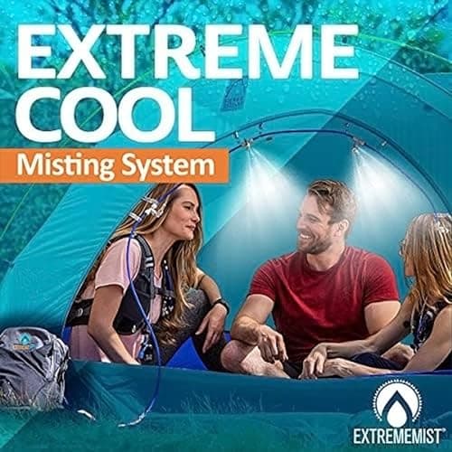 EXTREMEMIST Portable Misting System - 4 Mist Nozzles | Easy to Setup | 16 ft. Mist Line for Outdoor Patios, Golf Carts, Greenhouses, Canopy, Decks & More - Cools The air up to 30°F (17°C)!