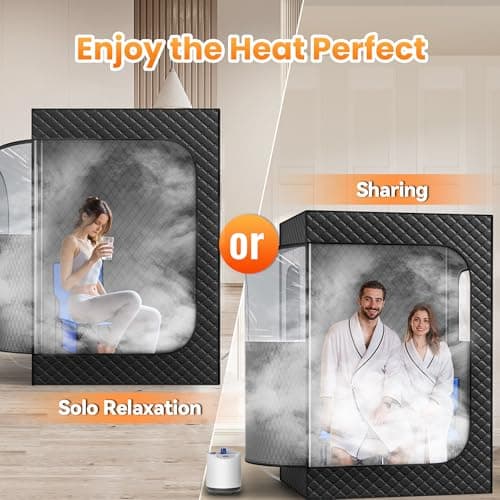 2 Person Portable Steam Sauna for Home, 1 or 2 Person Full Body Home Spa with 2 Foldable Chairs,9 Levels of Sauna Box with Remote Control, (Black, Large)
