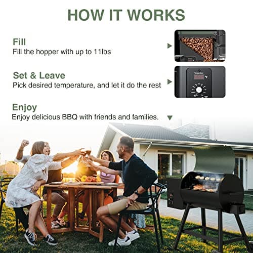 Grills DAPG-03 Electric Wood Pellet Smoker Grill, 456 SQ.IN Cook Area Pellet Grill with Auto Feed & PID Temperature Control (180-450°F), 8 in 1 BBQ Grill & Rain Cover for Backyard Outdoor