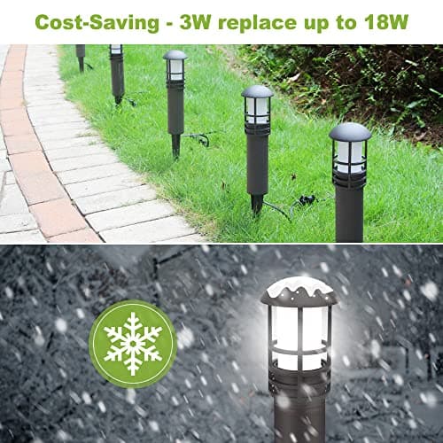 VOLISUN Outdoor LED Landscape Lighting,12-Pack 3W 12V Low Voltage Pathway Lights,Outdoor Waterproof Garden Lights,Aluminum Housing ETL Listed,CRI 90+,3000K Warm White for Driveway Sidewalk