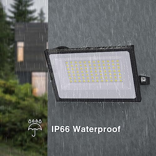 Onforu 60W Flood Lights Outdoor, 8400lm Bright LED Work Light with Plug, 6500K Daylight White LED Flood Lighting, IP66 Waterproof Security Yard Lights for Garage Stadium 2 Pack
