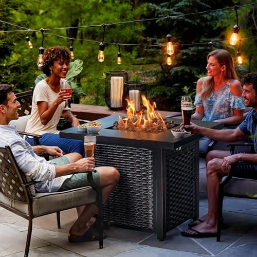 Ciays 32 Inch Propane Fire Pit, CSA-Listed Outdoor Gas Fire Pit 50,000 BTU Steel Fire Pit Table with Lid, Add Warmth and Ambience to Gatherings and Parties On Patio Deck Garden, Black,CIFPT4B