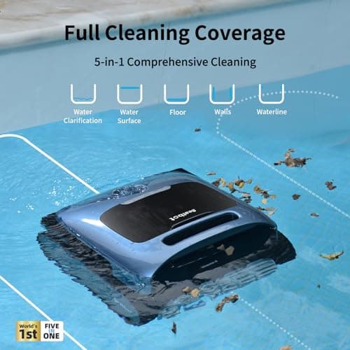Beatbot AquaSense Pro Pool Robot, Cordless Pool Vacuum for Inground Pools, Clarifies Water, Skims Water Surface, Surface Parking, Intelligent Path Optimization, Up to 3,299 Sq.ft - Navy Blue