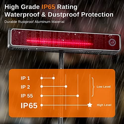 EAST OAK Patio Heater Electric, 1500W Standing Outdoor Heaters for Patio with Nanocrystal Glass-ceramic, Fast Heat Waterproof & Dustproof, Tip-over & Overheat Protection, 3 Heat Settings & 24h Timer