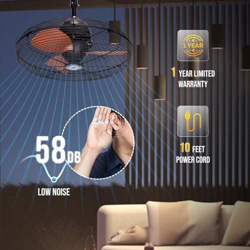 Tornado 20-Inch Outdoor Downrod Mount Ceiling Fan – IPX4 Water-Resistant, Remote Control Included, 3 Speed Settings, 3300 CFM, 10-Foot Cord, UL Safety Listed