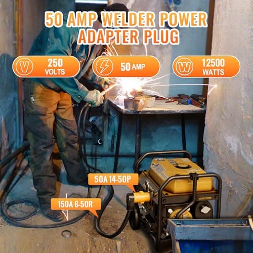 MECMO Nema 14-50P to 6-50R Welder Compact Adapter Cord, 50 Amp 4 Prong RV Generator Male Plug to 3 Prong Welder Outlet for Welder Welding Generator, Heavy Duty 14-50 Male to 6-50 Female Power Adapter