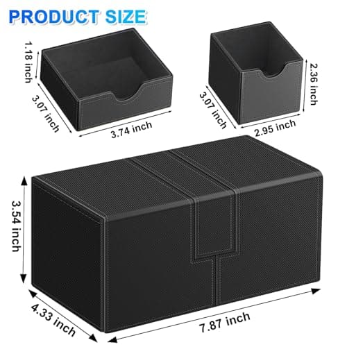 Card Deck Case for Trading Cards, Deck Storage Box for 200 Single Sleeved Cards Large Twin Flip Deck Case with 1 Storage Dice & 2 Trays Fits EDH/YuGiOh/MTG/TCG/CCG (Small-Black)