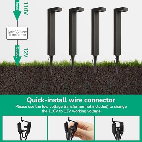 EDISHINE Low Voltage Landscape Lighting, 3000K 3.2W 50,000Hrs Waterproof Outdoor Landscape Path Lights, 12V LED Pathway Lights Wired, CRI80 Modern Aluminum L Shaped for Sidewalk Driveway, 4 Pack