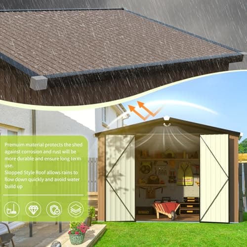 Metal Storage Shed,Outdoor Storage Building 10x12,Large Backyard Shed with Lockable Doors,Waterproof Outside Storage Sheds