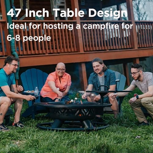 Red Mountain Valley 47" Outdoor Fire Pit with Adjustable Grill,2-in-1 Metal Outdoor Fireplaces, Large Patio Wood Burning Fire Pits for Outside, Ideal for Backyard, Patio, Party