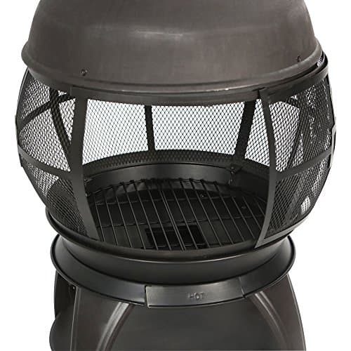 BALI OUTDOORS Wood Burning Fire Pits Chimenea Outdoor Fireplace Wooden Firepit, Brown-Black