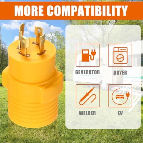 Kanayu Generator to Welder Adapter Compatible with Nema L14-30p to 6-50r 30 Amp 4 Prong Lock Male Plug to 3 Prong Female Receptacle Adapter Dryer Ev Charger Power Cord Connector 250v(Yellow)