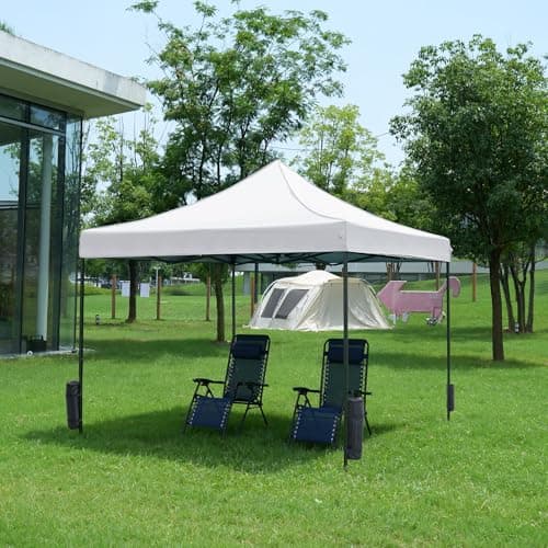 DUMOS Canopy Tents 10x10 Heavy Duty with Sand Bags, Pop Up Canopy for Vendor Market,Parties,Backyard with Carrying Bag, Waterproof Portable Tent Pop Up Shade 10FT WH