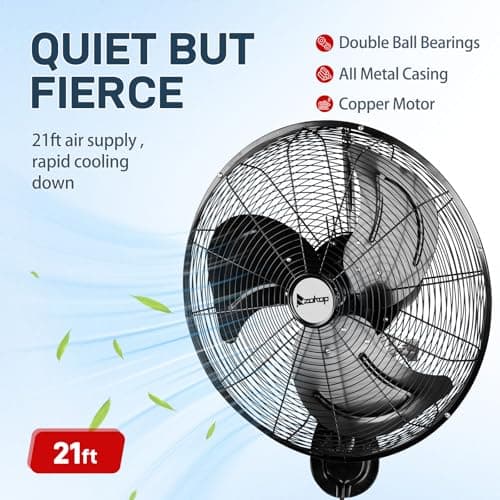 Winado 18 inch Wall Mount Oscillating Fan, High Velocity 3-speed Max 4592 CFM Industrial Wall Fan w/Aluminum Blades for Indoor, Commercial, Residential, Warehouse, Garage