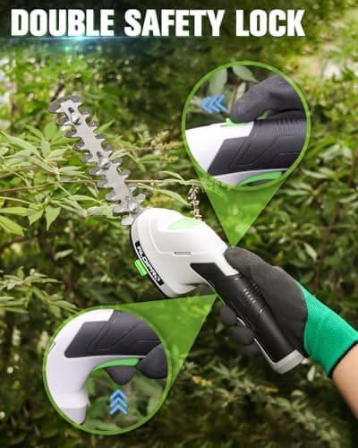 2-in-1 Cordless Hedge Trimmer and Grass Shears 7.2V Handheld Small Electric Bush Trimmer, 2.0Ah Rechargeable Battey Powered Shrub Trimmers for Garden, Yard, Lawn Care
