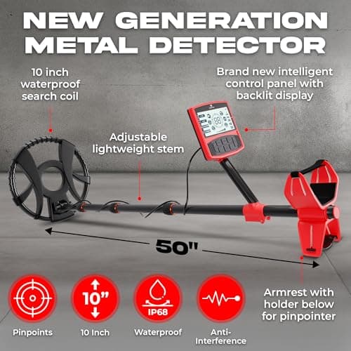 Metal Detector for Adults with Pin Pointer - Waterproof Metal Detector, Pinpointer with 5 Modes, Headphones, Bag, Dagger,Adults Professional, Beach, ip68 Coil,Gold Detector