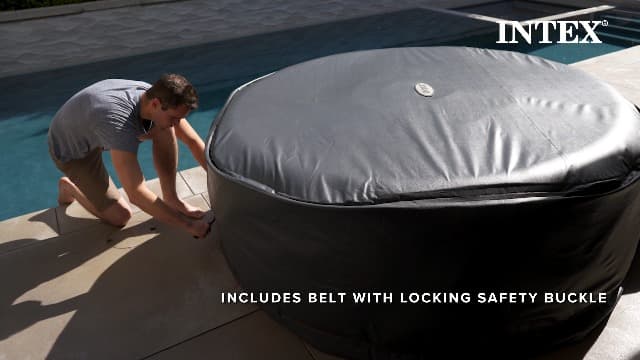 INTEX PureSpa Greystone Deluxe Inflatable Hot Tub, with with Built-in FastFill Inflation System, Spa Control App, and 4 Person Capacity, 83" x 28"