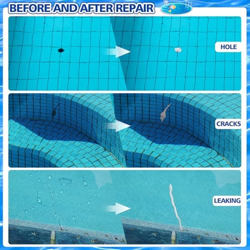 Pool Putty - 10oz 2 Part Epoxy Pool Repair Kit Pool Leak Sealer for Fixing Leaks, Cracks - Underwater or Above Fast Repair Epoxy Putty for Tile, Fiberglass, Concrete, Cement and Other Surfaces