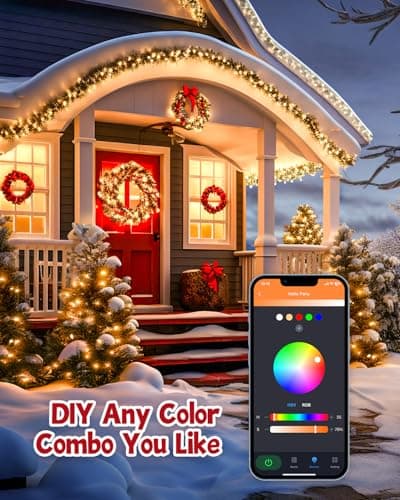 Minetom 66Ft 200 LED Smart RGB String Lights, App Controlled, Dimmable Timer, Waterproof, Indoor/Outdoor, Multicolor, LED, Christmas Tree Lights