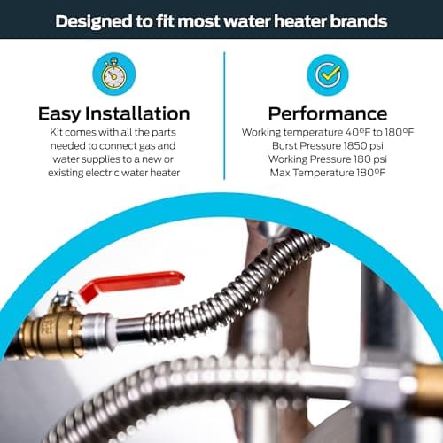 Eastman Electric Water Heater Installation Kit, 3/4 x 18 Inch Corrugated Stainless Steel Water Heater Connectors, 48281