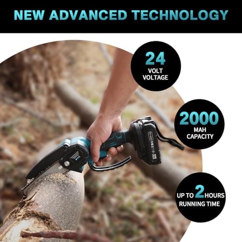 6-Inch Mini Electric Chainsaw Cordless, 1500mAh Lightweight Battery with Safety Lock & Low Noise, Handheld Chainsaw for Tree Trimming, Gardening, Camping - Senior/Ladies-Friendly Gift