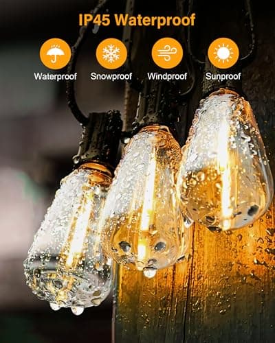 Doukegde 100FT LED Outdoor String Lights, 2700K LED Patio Lights Outdoor Waterproof with 50+2 Shatterproof Vintage Bulbs, Plug in Hanging Light for Porch, Backyard, Garden, Gazebo [Non-Solar]