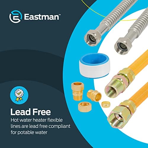 Eastman Gas Water Heater Installation Kit, 18 Inch Corrugated Stainless Steel Water Heater Hoses, 24 Inch Yellow Gas Supply Connector, 48280