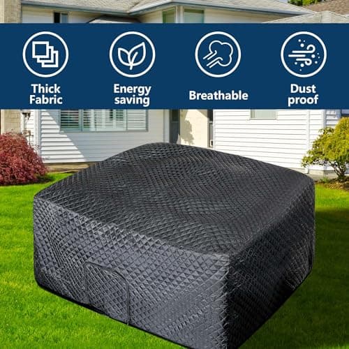 Tlswshsy 72''x27'' Square Insulated Inflatable Hot Tub Thermal Cover, Energy Efficient Hot Tub Cover with Zipper Door, Inflatable Hot Tub Full Coverage for Keeping Warm Extra Insulation and Dustproof