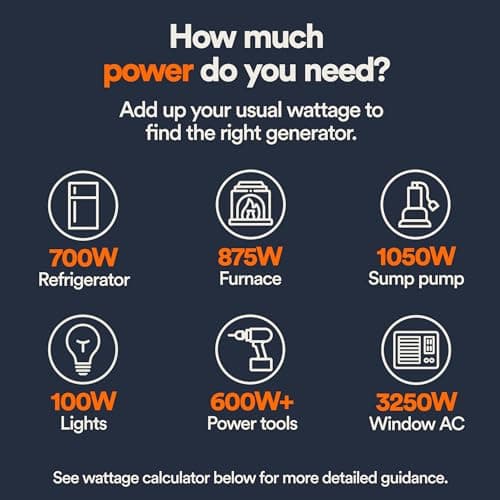 Generac 8,000-Watt Gas-Powered Portable Generator - Electric Start with COsense - PowerRush Advanced Technology - Reliable Power for Emergencies, Recreation, Home - 49 State Compliant - Orange/Black