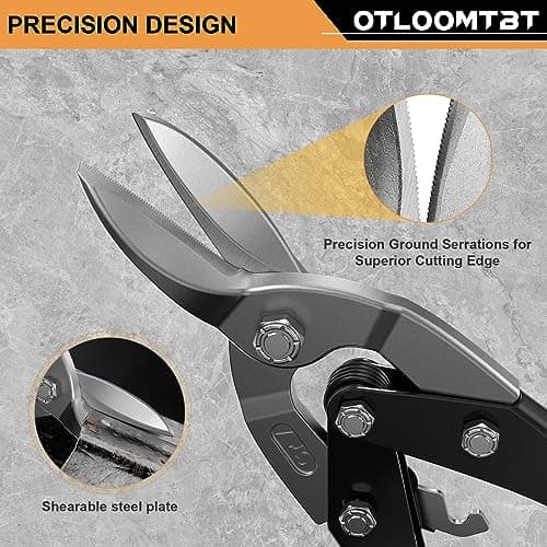 10 Inch Aviation Tin Snips - Heavy Duty Metal Cutting Shears with Safety Lock, Industrial Strength for Straight & Curved Cuts - Ideal for Sheet Metal, Copper, Metalworkers & Craftsmen