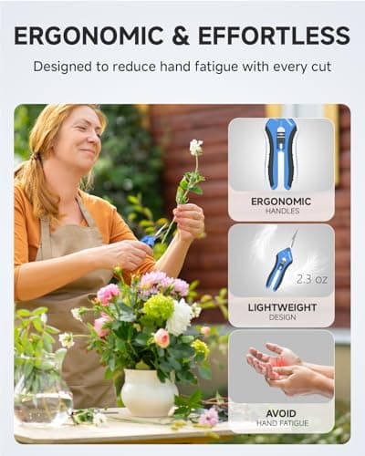 Fondwell 6.5" Pruning Shears Trimming Scissors: Small Garden Snips with Micro Tip - Plant Clippers of High Cutting Efficiency