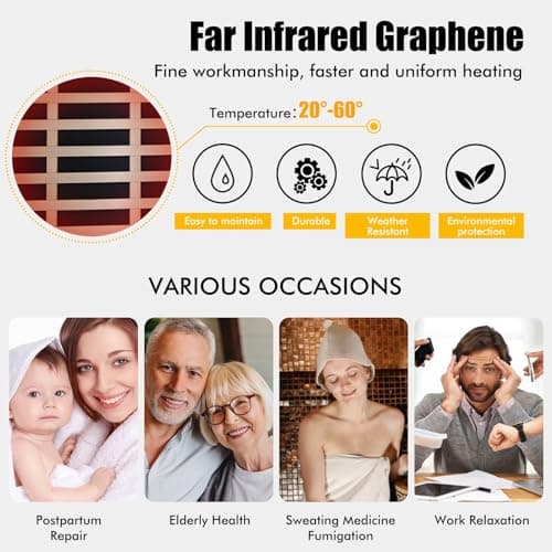 Outdoor Sauna Wooden Far Infrared Saunas Spa 1300W Low-EMF Dry Sauna Room for One Person Finland Spruce Wood