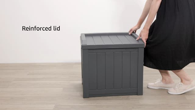 Suncast Small Deck Box Storage w/Bench Seat for Indoor & Outdoor Use, 22 Gal., Cyberspace