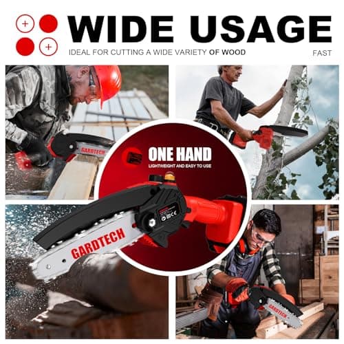 BEST Mini Chainsaw 6 Inch, Gardtech Cordless Portable Electric Chain Saw Handheld Electric Chainsaws with 2023 Upgraded 4 Chains 2 Batteries Good for Olders, DIYer, Gardeners Continuously 2 Hours Work