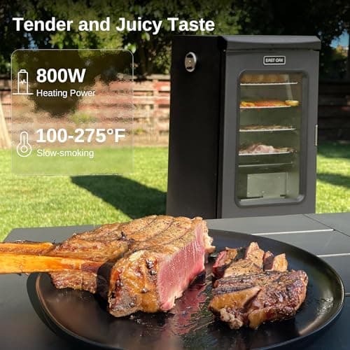 EAST OAK 30" Electric Smoker, Outdoor Smoker with Glass Door & Meat Thermometer, 725 Sq Inch Large Capacity, 4 Detachable Racks for Backyard BBQ, Party, Outdoor Cooking Night Blue