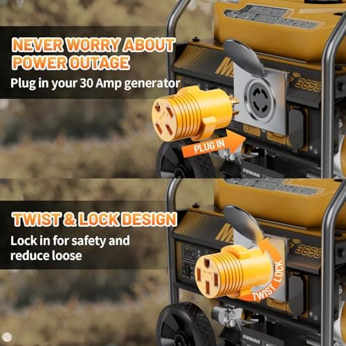 MECMO NEMA L14-30P to 14-50R RV Generator Adapter, 30 Amp to 50 Amp Twist Locking Generator 4 Prong Male Plug to 4 Prong RV Female, Heavy Duty for RV Trailer Camper Generator EV Tesla Level 2 Charging