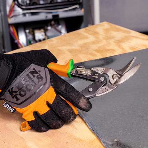 Klein Tools 2401R Right-Cutting Offset Snips, Aviation Tin Snips with Forged Blade for Precision Sheet Metal Cutting