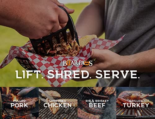 Bear Paws Meat Claws - The Original Meat Shredder Claws, USA Made - Easily Lift, Shred, Pull and Serve Meats - Ultra-Sharp, Ideal Meat Claws for Shredding Pulled Pork, Chicken, Beef, Turkey - Orange